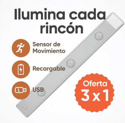 ¡PROMO 3X1! Barra Led con Sensor Movimiento de 20 cm